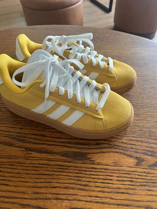 adidas Yellow and White Suede Sneakers - Picture 9 of 11